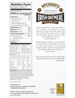 McCann's Instant Irish Oatmeal Maple Brown Sugar (12x15.1Oz)