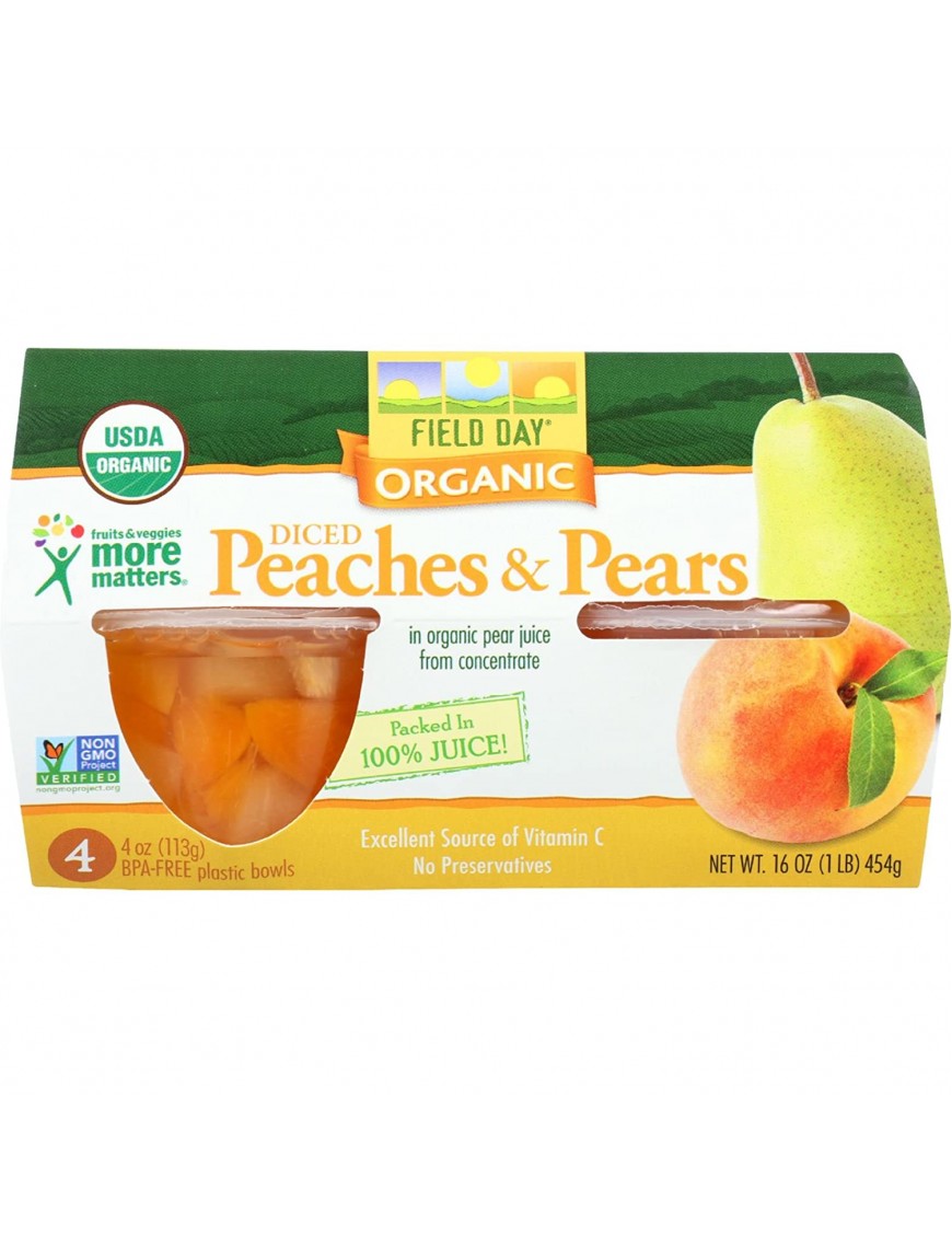 Field Day Organic Diced Peaches & Pearscups (6x4PK )