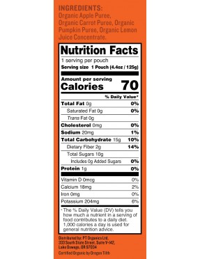 Peter Rabbit Organics Pumpkin Carrot & Apple Fruit Puree (10x4.4 Oz)