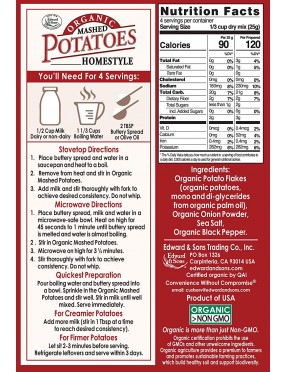 Edward & Sons Organic Mashed Potatoes Home Style, 3.5 Ounce Boxes (Pack of 6)